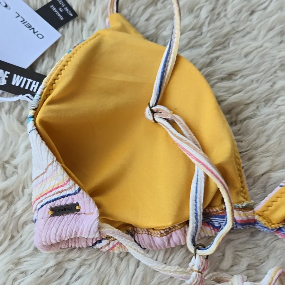 NWT O'Neill Baja Stripe Cayote String Bikini Top XL - Picture 4 of 7